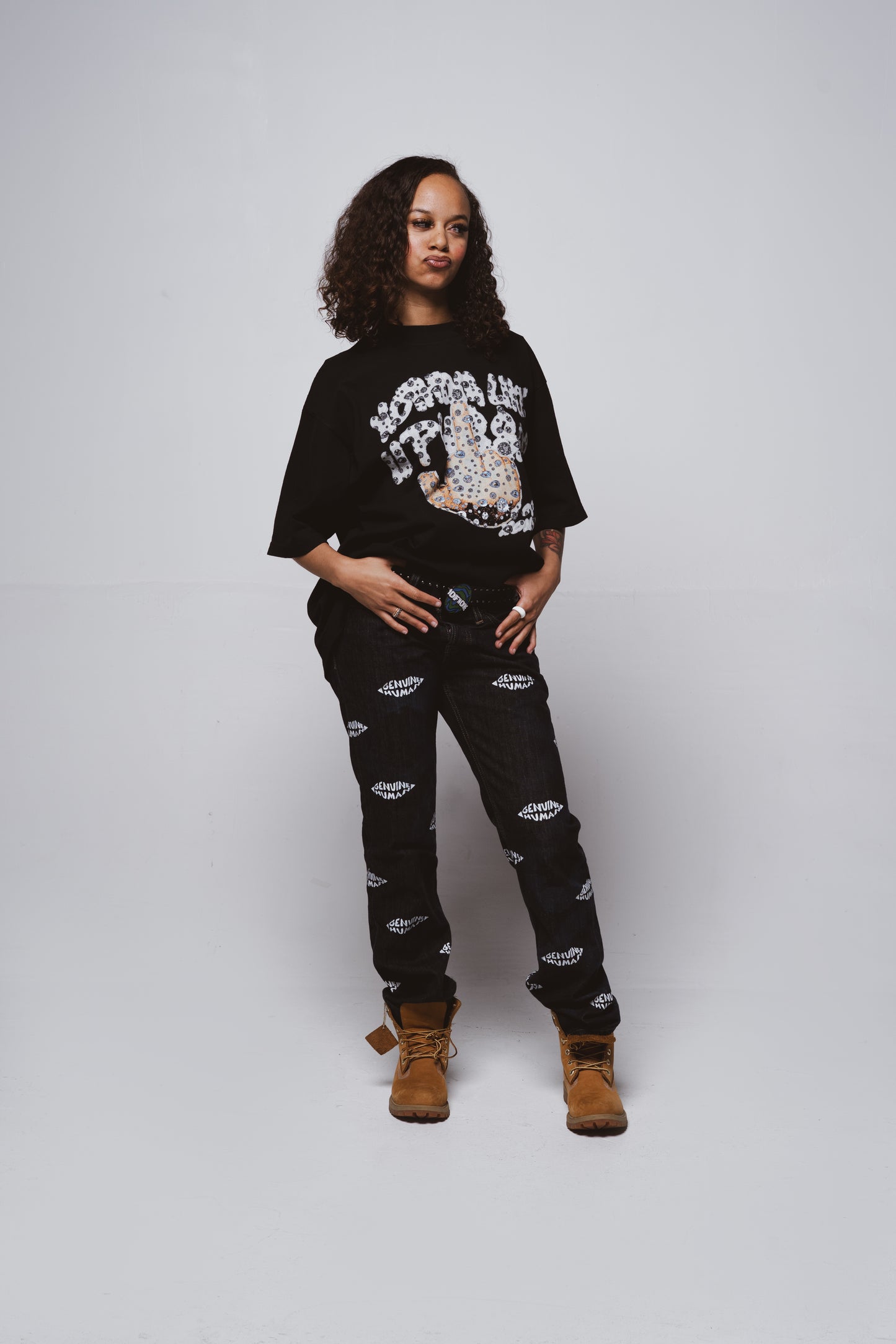 NOTHING LIKE U PU$$YS TEE ''BLACK RHINESTONE"