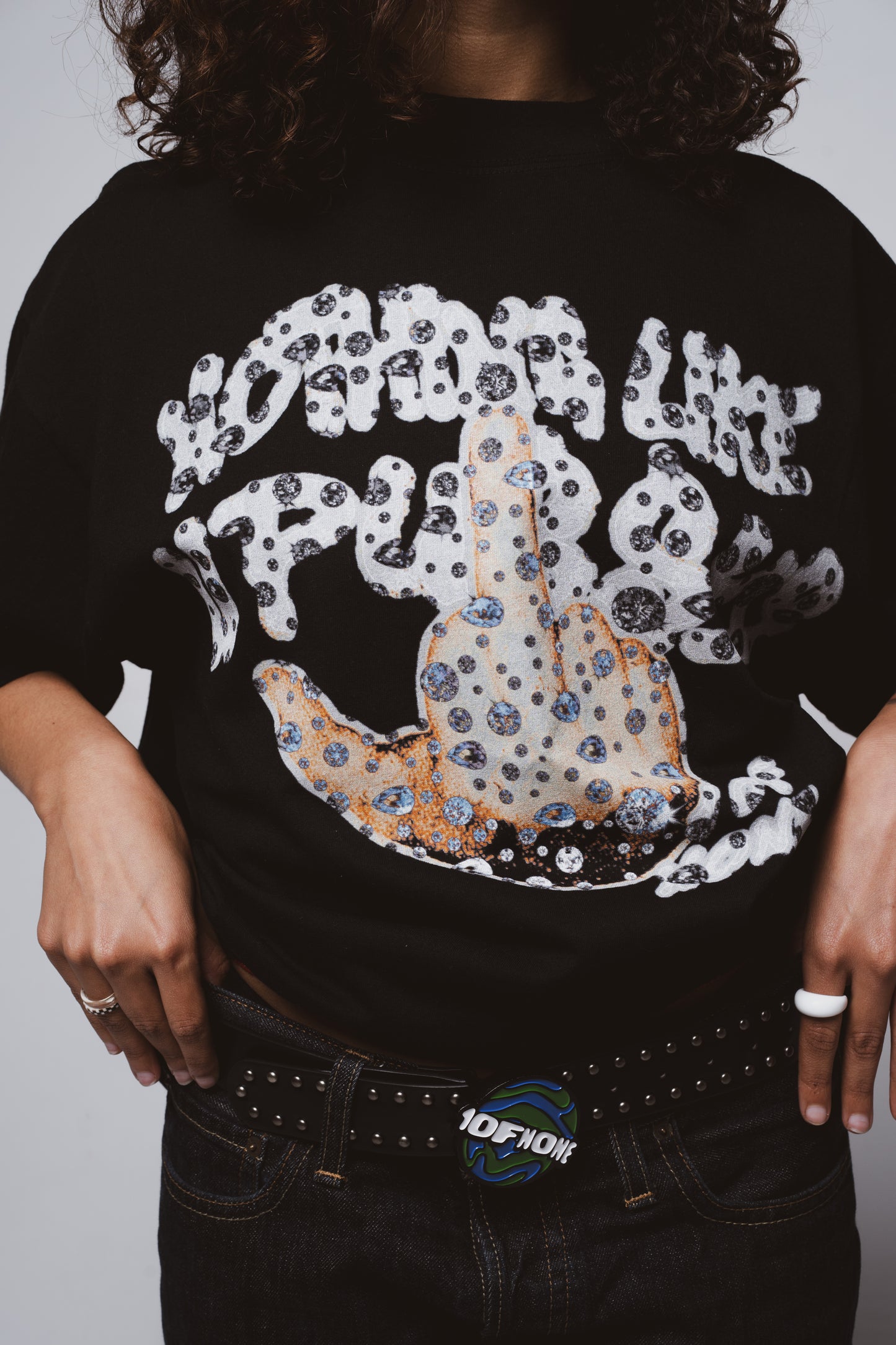 NOTHING LIKE U PU$$YS TEE ''BLACK RHINESTONE"