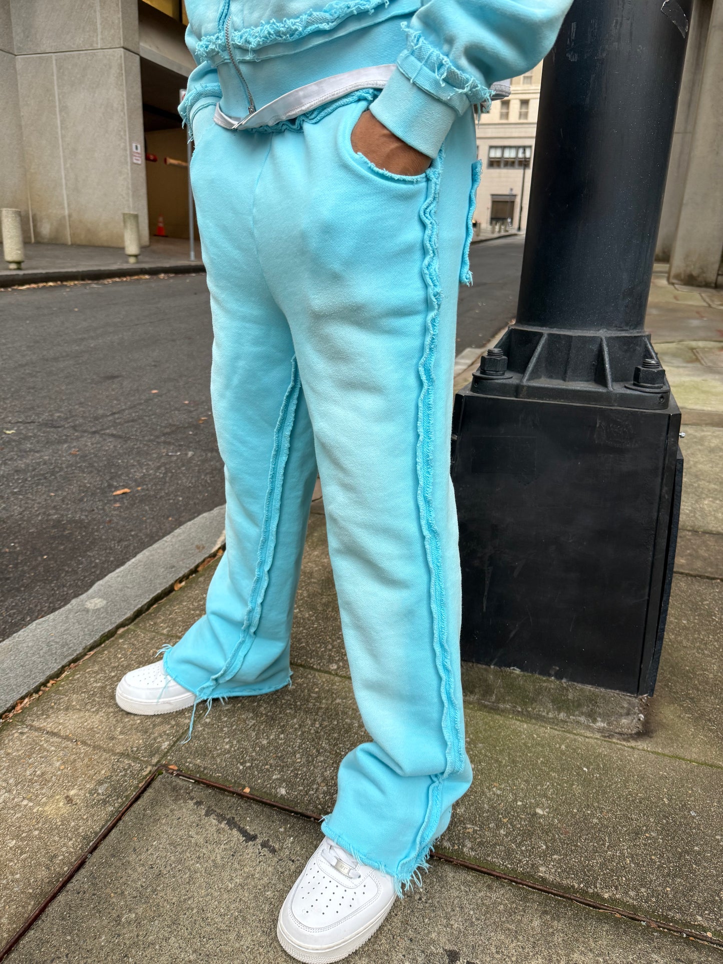 HEAVILY DISTRESSED "ICE BLUE" PANTS