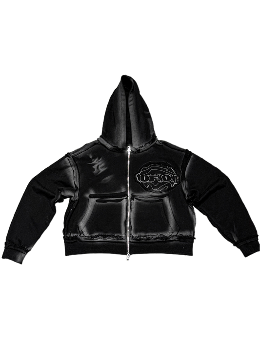 DOUBLE POCKET ZIP UP "CHARCOAL BLACK"