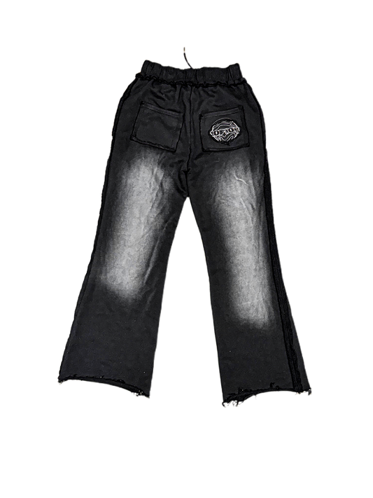 HEAVILY DISTRESSED "CHARCOAL BLACK" PANTS